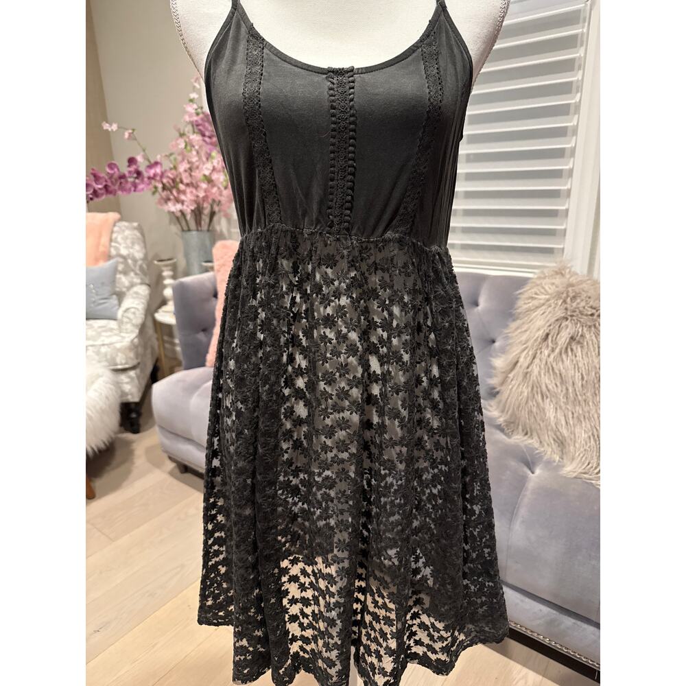 NWOT POL Distressed Dyed Charcoal Black Mini Dress Size S | SAME DAY SHIP